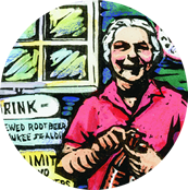 Illustration of Dorothy Molter opening a bottle of root beer