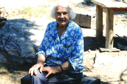 Dorothy sitting outside in her later years on the Isle of Pines. 
