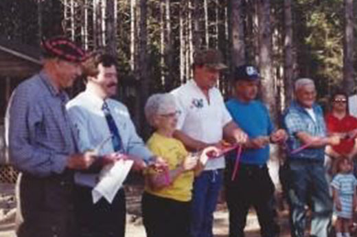 Several of the volunteers lined up to remove the remaining property from Isle of Pines during their three-day window.