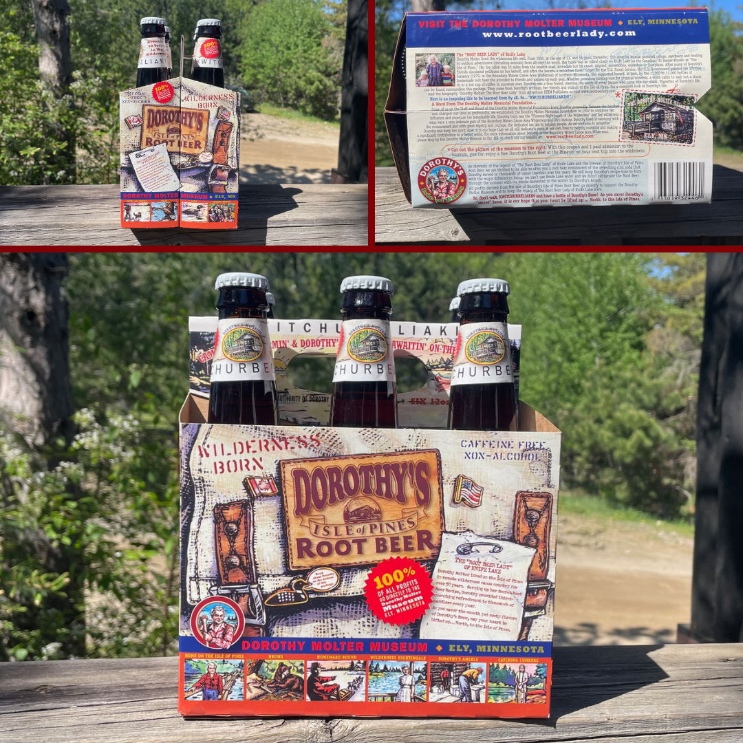 Dorothy's root beer carrier or 6-pack from three angles